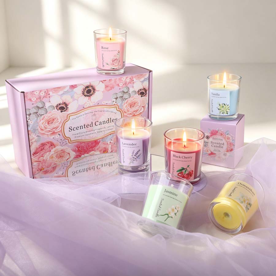 アロマセラピーアロマキャンドルギフトセット 6種類の香りのガ - Home Fragrance Usa のレビューと価格