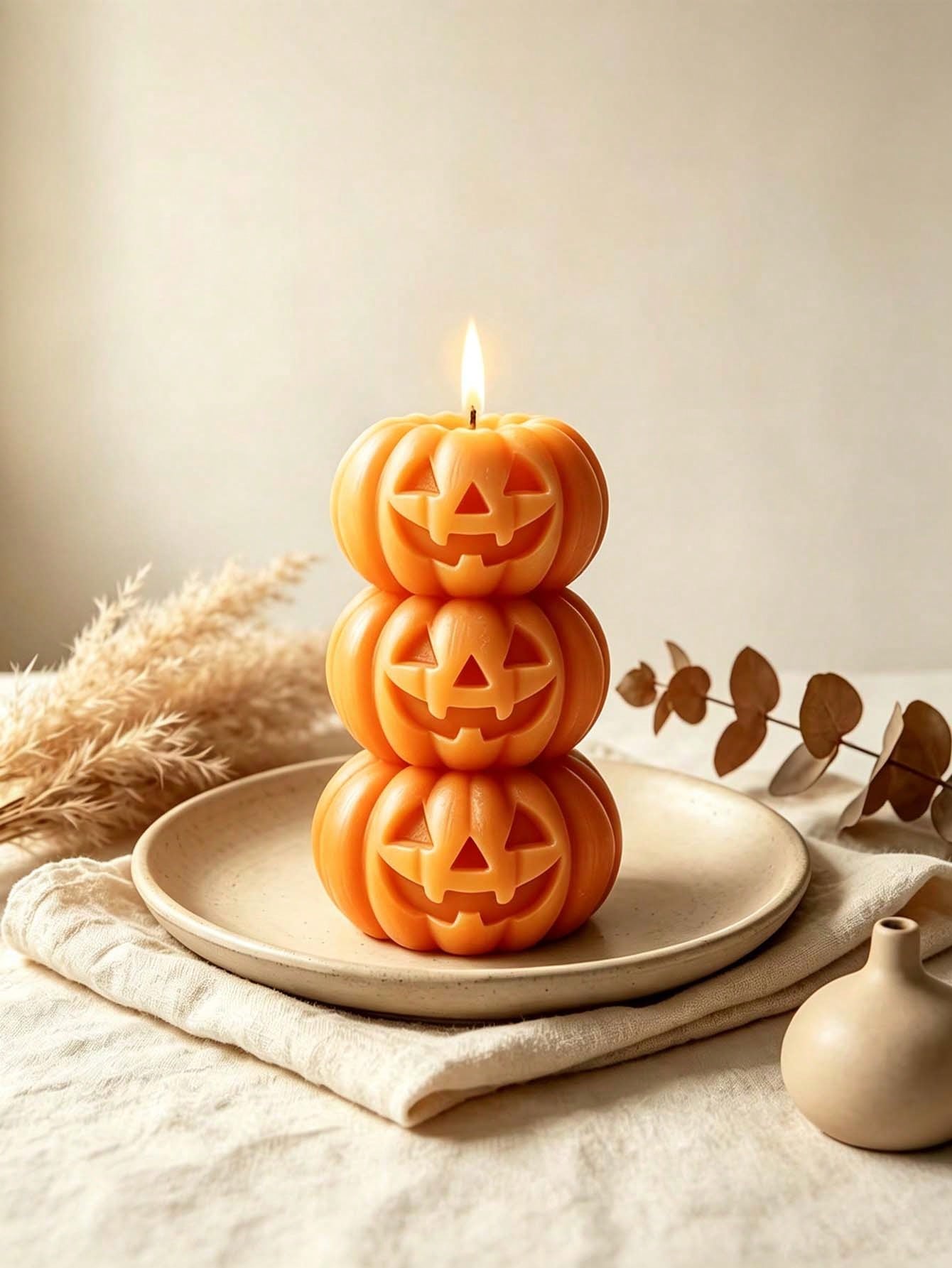 ハロウィン用3層式パンプキン型キャンドル1個、パンプキンデザ - Home Fragrance Usa のレビューと価格