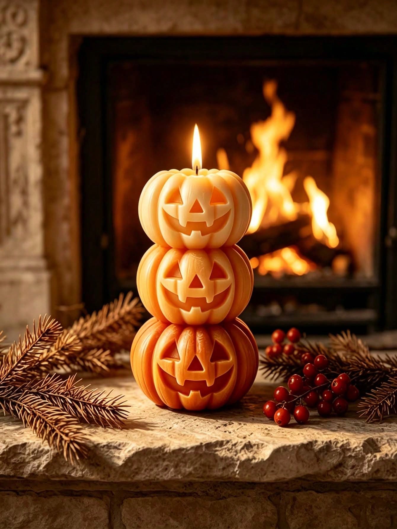 ハロウィン用3層式パンプキン型キャンドル1個、パンプキンデザ - Home Fragrance Usa のレビューと価格